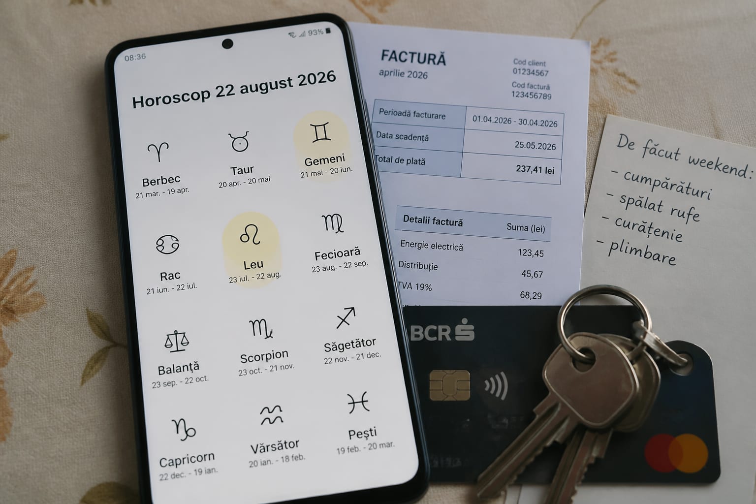 Horoscop pentru sâmbătă, 22 august 2026: ce aduce ziua pentru Leu, Gemeni și celelalte zodii